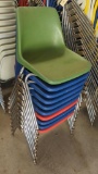 10 Stackable Plastic Molded Shell Chairs, Metal Frame