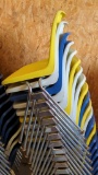 10 Stackable Plastic Molded Shell Chairs, Metal Frame