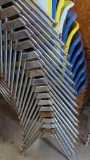 10 Stackable Plastic Molded Shell Chairs, Metal Frame