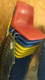 10 Stackable Plastic Molded Shell Chairs, Metal Frame
