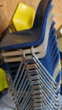 10 Stackable Plastic Molded Shell Chairs, Metal Frame
