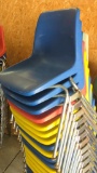 10 Stackable Plastic Molded Shell Chairs, Metal Frame