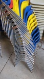 10 Stackable Plastic Molded Shell Chairs, Metal Frame
