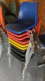 10 Stackable Plastic Molded Shell Chairs, Metal Frame