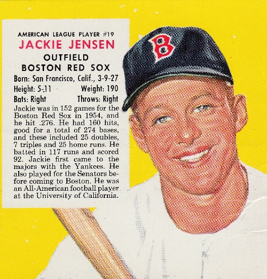 JACKIE JENSEN 1955 RED MAN CARD #19 / NO TAB