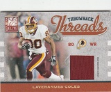 LAVERNUES COLES 2009 DONRUSS ELITE THROWBACK THREADS DUAL JERSEY CARD
