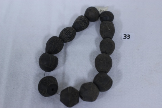Strand of Engraved Clay Beads/Central America