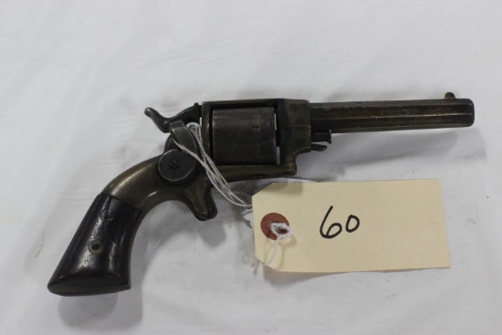 Allen Wheel Lock .36 cal Revolver, Worchester, Mass, 1858 w/brass frame