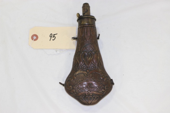Leaf Decorated Copper Powder Flask