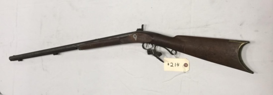 Early Kentucky Half Stock .36 cal Rifle w/Walnut stock (crack on left side) & initials "T.M." carved