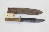 G.C. Co., Solingen, Germany Bowie Knife #443, Stag Handles, 13
