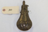 Decorated Brass Powder Flask