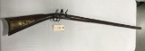 Unmarked Kentucky Flintlock Fowler Rifle w/full stock & fancy brass patch box