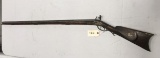 Early Kentucky Long .40 cal Flintlock Rifle w/decorated patch box (old repair)