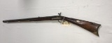 Early Kentucky Half Stock .44 cal Percussion Rifle w/curly maple stock with inlays (wood repair near