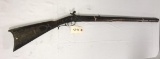 Early Kentucky Full Stock .36 cal Percussion Rifle w/curly maple stock, wonderfully engraved patch b