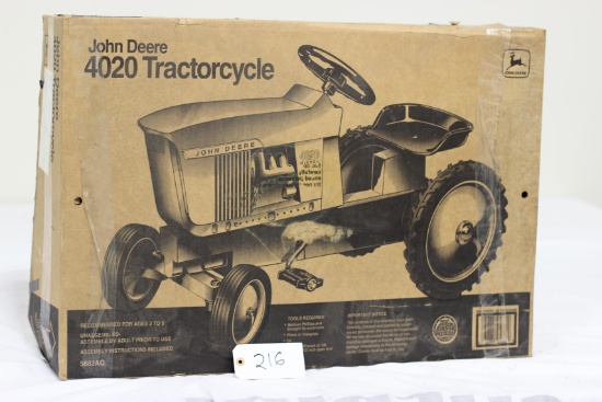 #216 JOHN DEERE 4020 PEDAL TRACTOR (NIB, DAMAGED BOX)