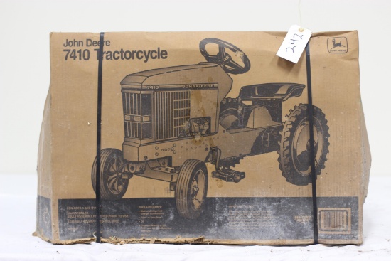 #242 1997 JOHN DEERE 7410 PEDAL TRACTOR (NIB, DAMAGED BOX)
