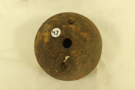 #47-CANNON MORTAR BALL SHELL (NO SHIPPING ON THIS ITEM)