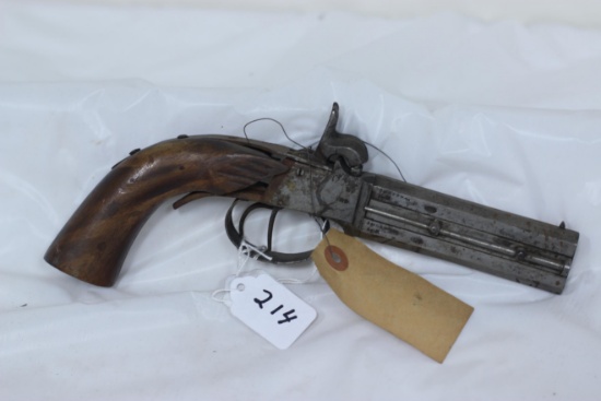#214- GERMAN DOUBLE BARREL .41 CAL PERCUSSION PISTOL MARKED "N.G.P.M"