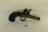 #38-BELGIUM .50 CAL BRASS BARREL FLINTLOCK BOOT PISTOL