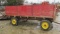 51-1 14 FT RED WOODEN WAGON WITH HOIST AND SIDES