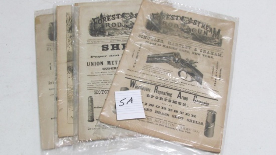 Forest & Stream & Rod & Gun, 1870s And 1880s, 5 Issues, Printed In New York, Newspaper