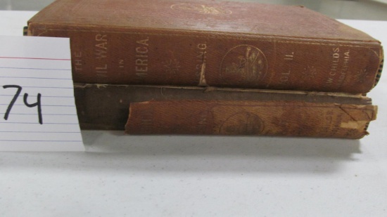 (2) Books: Civil War And America, Volumes 1&2 By Vincent J. Lossing, Published By T. Belknap, C. 186