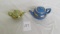 (2) Hall blue & gold and green & gold teapots