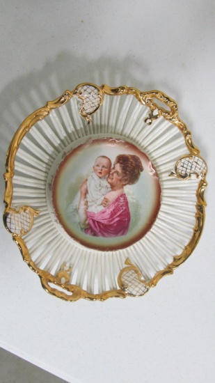 12.75" wall plaque mounted hand painted portrait