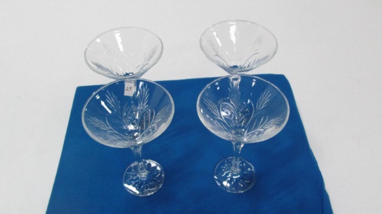 (4) 5th Avenue crystal martini glasses