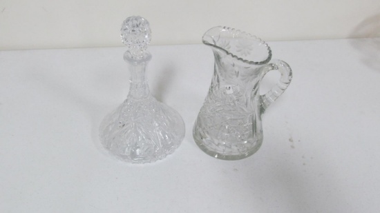 Pressed glass pitcher & decanter