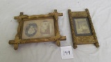 (2) carved decorated wood frames with photos (12