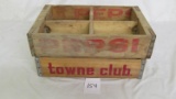 Towne Club & Pepsi wood bottle crates