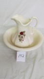 Handmade floral decorated pitcher & bowl