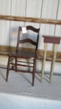 2 Items: Victorian chair (missing cane), small homemade side table