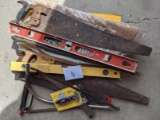 Assortment Of Hand Saws, Levels, Pry Bar, Stanley Hammer And Multitool