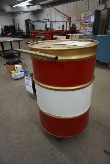 HOMEMADE 55-GAL. DRUM TRASHCAN WITH WRENCH HANDLE