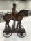 GIBBS PULL WOOD TOY HORSE WITH IRON WHEELS - 9.5