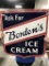 1950s BORDEN'S PORCELAIN SINGLE-SIDED ICE CREAM SIGN, EDGE CHIPS - 23.75