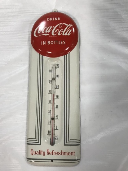 1950s COCA COLA THERMOMETER - 9" X 3", EXCELLENT CONDITION