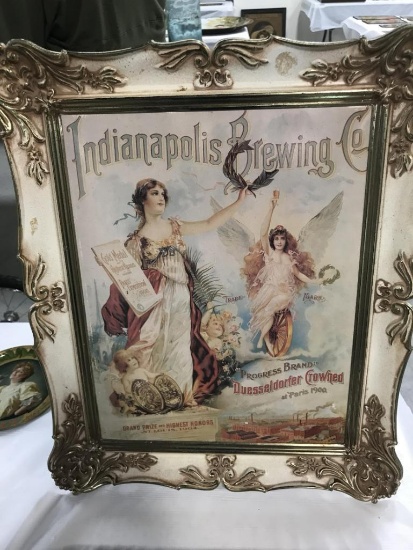 INDIANAPOLIS BREWING CO FRAMED CARDBOARD SIGN - 14.5" X 18" INCLUDING FRAME