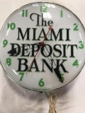 MIAMI DEPOSIT BANK ADVERTISING CLOCK BY PAM CLOCK CO - WORKS