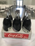1950s ALUMINUM COCA COLA 6 PACK CARRIER WITH BOTTLES