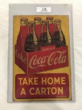 1946 CARDBOARD COCA COLA SIGN WITH GROMMETS - 14.5