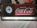 1950s PRICE BROTHERS COCA COLA COUNTERTOP LIGHTED CLOCK - WORKS