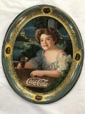 1909 COCA COLA MEDIUM SIZE OVAL TRAY BY BEACH CO., COSHOCTON, OH -10.5