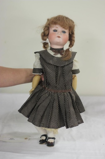 GERMAN BISQUE DOLL, 21" TALL