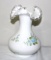 FENTON FLORAL PATTERN SILVER CREST VASE, RWB, HANDPAINTED BY M. REYNOLDS, 7.