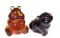 (2) PIECES FENTON : AMETHYST PIG AND AMBER HIPPOPOTAMUS
